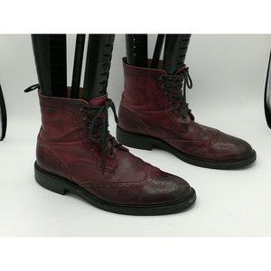 Saks Fifth Avenue Bentley Red Leather Lace Up Boot